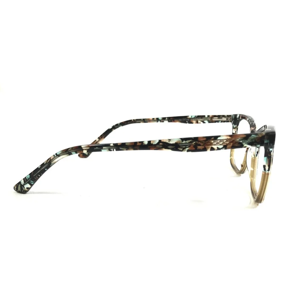 Adin Thomas Eyeglasses Frames AT-580 C3 Blue Brown Marble Cat Eye 52-17-140